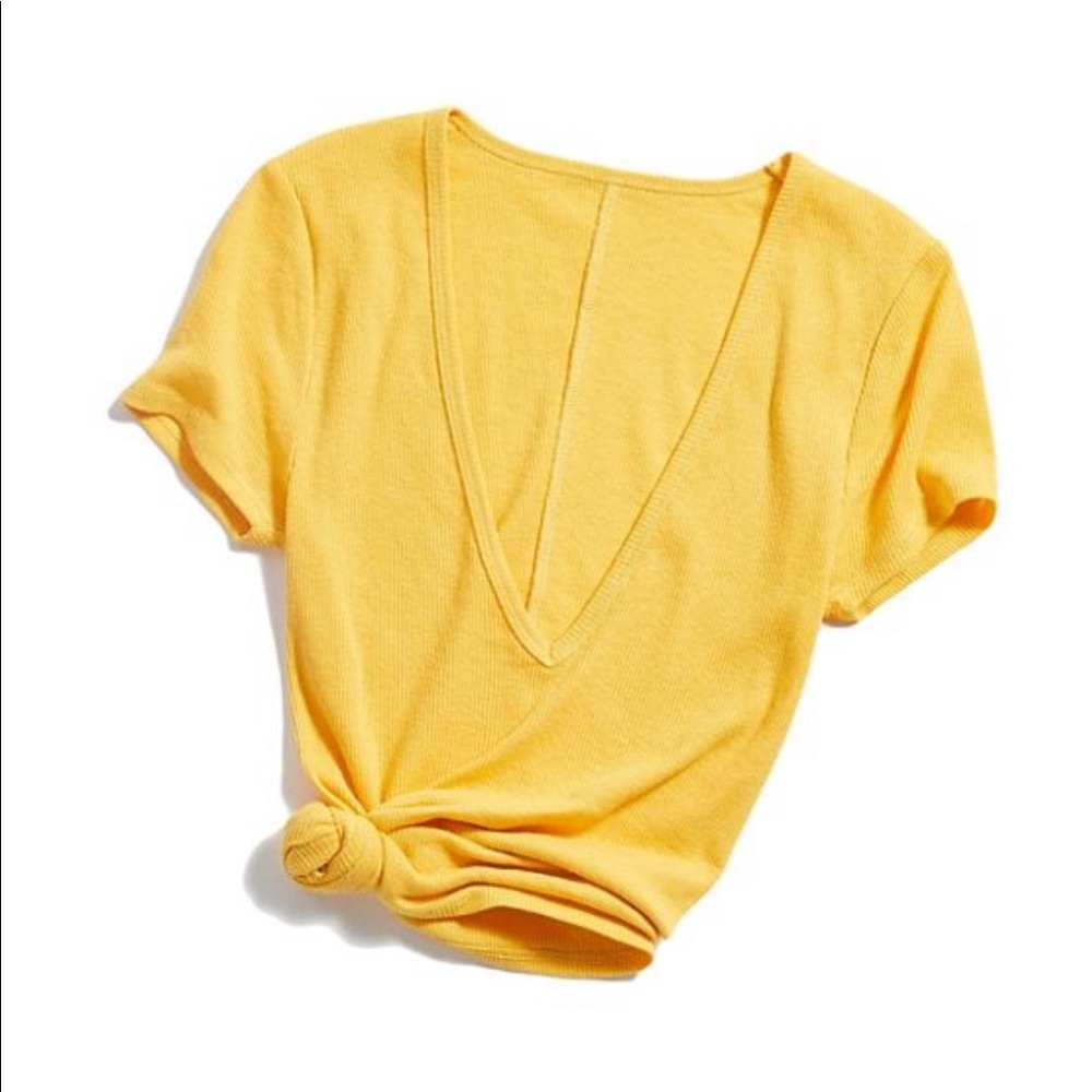 Urban Outfitters Yellow Ribbed Tee